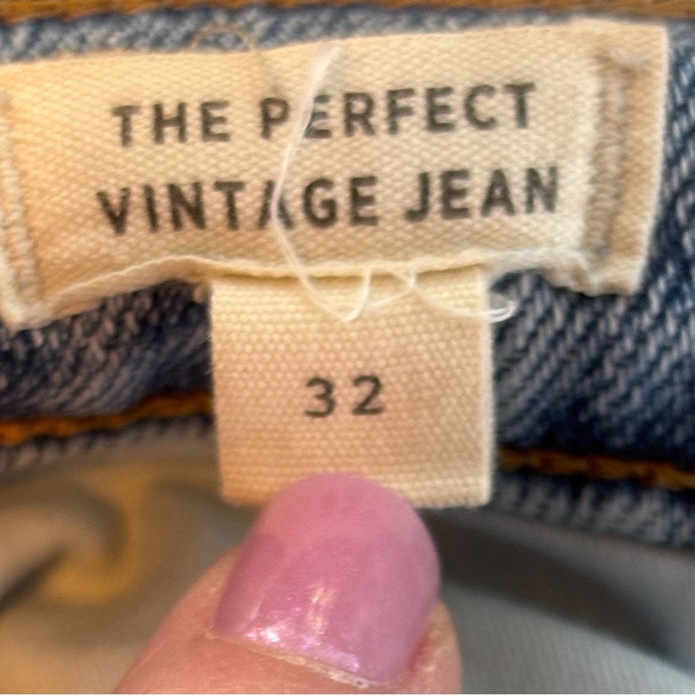 Madewell The Perfect Vintage Jean Distressed Mid Wash Straight Leg Blue Size 32 - Picture 5 of 9